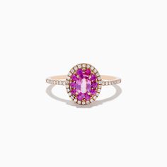 14K Rose Gold Pink Sapphire and Diamond Ring Rose Gold Pink, Effy Jewelry, Pink Sapphire, Diamond Ring, Sapphire, Rose Gold, Pink, Gold