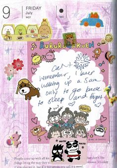 an image of a poster with animals and words on the front cover, in pink