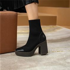 Nakia Women's Elegant Platform Boots | Ultrasellershoes.com – Ultra Seller Shoes Casual Round Toe Fitted Heels, Casual Fitted Heels With Round Toe, Winter Chunky Platform Heels, Casual Fitted Platform Heels, Casual Fitted Platform Boots With Reinforced Heel, Casual High Heels For Fall, Casual High Heel Heels For Fall, Casual High Ankle Platform Boots For Summer, Casual Fitted Platform Boots With Block Heel