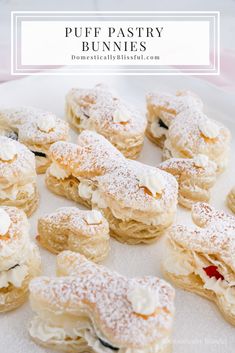 puff pastry bunnies with powdered sugar on top