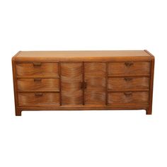 a large wooden dresser with drawers on one side and four drawers on the other end