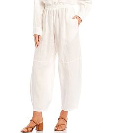 Bryn Walker Olivier Light Linen Ankle Lantern Coordinating Pull-On Pants | Dillard's Chic Linen Pull-on Pants, Linen Ankle-length Pants With Side Pockets, Ankle-length Linen Bottoms With Side Pockets, Ankle-length Linen Pants With Side Pockets, Linen Pull-on Pants For Daywear, Linen Bottoms With Pockets For Daywear, Linen Tapered Leg Pants For Daywear, Spring Linen Pants With Pull-on Style, Linen Pants With Pockets For Daywear