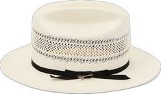 White Single Vent Sun Hat For Summer, White Toquilla Straw Western Fedora, White Toquilla Straw Panama Hat For Ranch, White Western Fedora In Toquilla Straw, White Toquilla Straw Country Fedora, White Western Boater Hat For Rodeo, White Western Formal Hat, White Western Hat For Formal Occasions, White Straw Hat Bands For Ranch