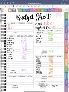 the printable budget sheet is shown in this screenshote image, which shows how much