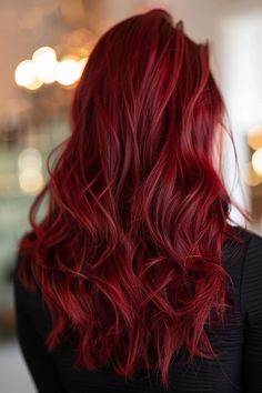 Intense Red Hair Color, Intense Red Hair, Red Ginger Hair, Red Burgundy Hair Color, Hair Color Ideas Trending, Fire Red Hair, Crimson Hair