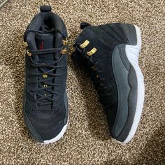 Pre Owned Used No Box Great Condition Suede Uppers Are Very Clean Interior Is Very Clean Black/Gold/White Suede/Leather Uppers Nike Air Jordan 12 Retro Reverse Taxi Gs Suede Black Gold Size 6y / 7.5 Womens Look At All Photos No Returns No Refunds Hype Sneakerhead Travis Yeezy Black Lace-up Basketball Shoes With Gum Sole, Black High-top Jordan Shoes With Gum Sole, Black Low-top Jordan Shoes With Gum Sole, Black Jordan Shoes With Gum Sole, Sporty Lace-up Jordan Shoes With Gum Sole, Black Synthetic Basketball Shoes With Gum Sole, Air Jordan 12, Air Jordan 12 Retro, Jordan 12 Retro