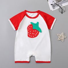 Cartoon Design Bodysuit for Baby Wholesale children's clothing - PrettyKid Newborn Summer, Fruit Shape, Baby Activity Center, Baby Outerwear, Cute Fruit, Top Baby Products, Boys Coat, Boys Jacket, Sleeved Romper