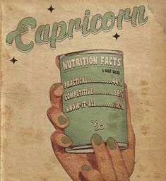 an advertisement for capricorn nutrition products with a hand holding a can of capricorn