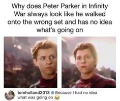 Peter Parker Infinity, Avengers Memes, Marvel Funny, Marvel Memes