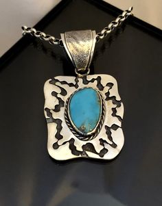 "ARTISAN TURQUOISE PENDANT Hand-made Sterling Silver. Stones used: Turquoise. Height -60mm (with bail), Width - 32mm. Unique Handcrafted One-of a-kind Design Pendant Each Piece of Jewelry in my Collection is Absolutely One of a Kind! When you start wearing a piece of my jewelry you will fall in love with it more and more each day and feel that good Energy and Love that I pass into it while creating this piece of Art. A piece of Art created for you to be inspired and love it through all your life Unique Untreated Turquoise Necklace Gift, Unique Untreated Turquoise Necklace As Gift, Unique Untreated Turquoise Necklace For Gift, Handmade Turquoise Medallion Necklace Gift, Artistic Turquoise Necklace With Large Pendant, Handmade Turquoise Medallion Necklace For Gifts, Handmade Turquoise Medallion Necklace As Gift, Engraved Turquoise Pendant Necklace, Untreated Turquoise Pendant Necklace Collectible