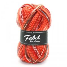 an orange ball of yarn with the words fabel in black and white on it