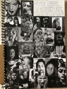 an open notebook with many different pictures on it