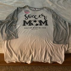 Simply Faithful 2xl Women’s 3/4 Length Sleeve Soccer Mom T-Shirt- Never Worn Sporty Cotton T-shirt With 3/4 Sleeve, Simply Southern, Soccer Mom, Long Sleeve Tees, Length Sleeve, Color White, Soccer, Womens Tops, Tops & Tees