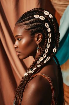 Shells In Hair Braids, Shells In Hair, Hair Braids Black, Sleek Braid, Braided Updos, Fishtail Braids, Curly Braids, Curly Hair Braids, Boxer Braids