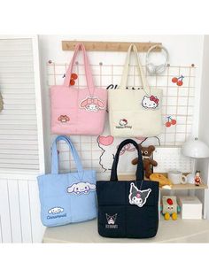 Sanrio Handbag | Hello Kitty Cute Cartoon Down Fabric Tote Bag | Kuromi Casual Comfortable Travel Shoulder Bag | My Melody Anime Embroidery Decoration Bag | Cinnamoroll Multi-Function Plush Doll Storage Bag Multicolor    Polyamide     Kids Arts & Crafts, size features are:Bust: ,Length: ,Sleeve Length: Anime My Melody, Melody Anime, Hello Kitty Cute, Sanrio Bag, Doll Storage, Fabric Tote Bag, Anime Embroidery, Embroidery Decoration, Fabric Tote Bags