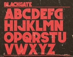 an old black and red typeface is shown with the letters in it's lowercase