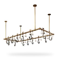 Pot Rack without Lighting Pot Hooks, Bookcase Lighting, Pot Racks, Nautical Lighting, Billiard Lights, No Light, Floor Table, Pot Rack, Unlacquered Brass