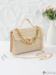 Bird in Bag - Small Flap Chain Shoulder Bag Summer Beige Bag With Chain Strap, Rectangular Box Bag With Chain Strap For Travel, Beige Bags With Chain Strap For Summer, Beige Bag With Chain Strap For Summer, Beige Rectangular Shoulder Bag, Beige Rectangular Shoulder Bag Fashion Accessory, Summer Rectangular Bag With Chain Strap, Summer Rectangular Bags With Chain Strap, Beige Rectangular Shoulder Bag With Chain Strap