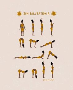 the silhouettes of people doing yoga poses with sun in the background and text that says,