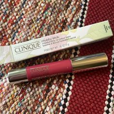 Clinique Chubby Sticks Moisturizing Lib Colour Balm In 07 Super Strawberry Nib Box Is A Little Dented, See Picture. Clinique Chubby Stick, Clinique Makeup, Makeup Lipstick, See Picture, Womens Makeup, The Balm, Moisturizer, Makeup, Pink