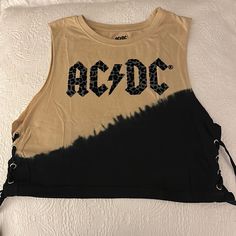 Size Xs, New Without Tags Casual Tank Top For Spring Music Festival, Black Casual Tank Top, Casual Black Tank Top For Music Festival, Ac Dc, Black Cream, Crop Top, Womens Tops, Crop Tops, Cream