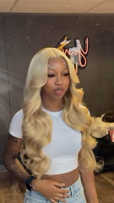 Blonde Wig Middle Part Curls, Middle Part Blonde Wig With Curls, Honey Blonde Lace Front Wig Black Women, Big Curls Lace Front Wigs, Toned Blonde Frontal Wig, 40 Inch Bust Down Wig Blonde, Curly Blonde Lace Front Wig, 40 Inch Bust Down Wig Straight, Blonde Hair Birthday Outfit