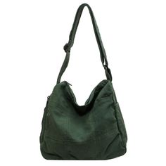 UAKISS - Trendy Cool Women's Shoulder Bag Solid Color Unisex College Student Schoolbag Large Capacity Canvas Crossbody Bag Travel Handbag Khaki Canvas Hobo Shoulder Bag, Canvas Satchel Shoulder Bag With Zipper Pocket, Casual Green Travel Bag With Removable Pouch, Green Large Capacity Hobo Bag For School, Khaki Large Capacity Hobo Bag For Daily Use, Large Capacity Canvas Hobo Bag For School, Large Capacity Green Hobo Bag For School, Casual Green Hobo Shoulder Bag, Large Capacity Cotton Hobo Bag