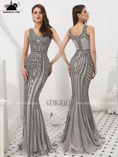 Fitted Sleeveless Mermaid Dress For Pageant, Fitted Sleeveless Evening Dress For Pageant, Fitted Floor-length Pageant Dress, Embellished V-neck Fitted Mermaid Dress, Fitted Gray Dresses With Sweep Train, Fitted Sleeveless Gray Evening Dress, Fitted Gray Dress With Sweep Train, Gray Fitted Sleeveless Evening Dress, Gray Fitted Dress With Sweep Train