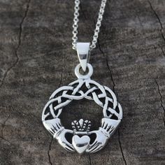 Claddagh Necklace .Sterling Silver Celtic Knot by LifeOfSilver, $34.80 Claddagh Necklace, Celtic Knot Necklace, Meaningful Necklace, Diamond Bar Necklace, Symbol Of Love, Love And Friendship, Mens Jewelry Necklace, Dainty Gold Necklace, Neck Jewellery