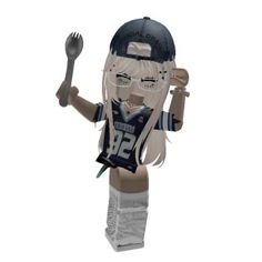 an animated female football player holding a spoon and fork in one hand while wearing a jersey with the number 22 on it