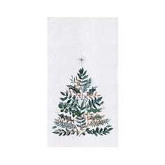 a white towel with a christmas tree on it