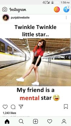 an instagram page with the caption'my friend is a mental star '