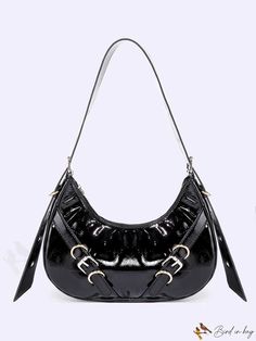 BirdinBag - Punk-inspired PU Leather Single Shoulder Bag for Women with Buckle Detail Edgy Shoulder Bag With Zipper For Concert, Alternative Black Shoulder Bag With Zipper, Edgy Shoulder Bag With Zipper Closure For Concert, Black Alternative Shoulder Bag With Zipper Closure, Alternative Black Shoulder Bag With Zipper Closure, Alternative Style Black Shoulder Bag With Zipper, Edgy Bags With Adjustable Strap For Concert, Alternative Style Concert Bag With Adjustable Strap, Black Punk Satchel Shoulder Bag