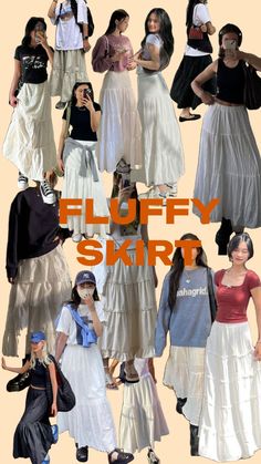 Modest Girly Outfits, Japan Outfits, White Skirt Outfits, Pretty Skirt, Fluffy Skirt, Estilo Indie, Japan Outfit, Pretty Skirts, Skirts And Dresses