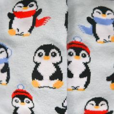 Penguin socks for women. Featuring cute penguins dressed up in hats and scarves for cold weather. These women's penguin socks are a great way to add a pop of color to any outfit. Penguin Socks, Hats And Scarves, Socks For Women, Cute Penguins, Pop Of Color, Winter Glove, Penguins, Cold Weather, Beautiful Design