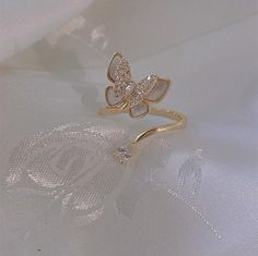 Adjustable Gold-colored Sterling Silver Butterfly Ring, Minimalist Adjustable Gold Butterfly Ring, Elegant Adjustable Rose Gold Butterfly Ring, Dainty Adjustable Gold Butterfly Ring, Delicate Gold Butterfly Ring As Gift, Delicate Gold Butterfly Ring Gift, Elegant Gold Butterfly Ring In Sterling Silver, Elegant Adjustable Gold Butterfly Ring, Elegant Gold Butterfly Ring For Gift