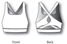 the front and back views of a sports bra