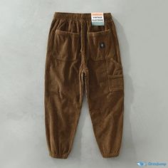 OrcaJump - Thickened Corduroy Pants: Casual and Wide-Legged Trousers Casual Brown Winter Cargo Pants, Fall Corduroy Pants With Hip Pockets, Baggy Corduroy Pants For Winter, Casual Corduroy Cargo Pants, Baggy Corduroy Pants For Fall, Wide Leg Corduroy Pants With Patch Pockets, Brown Winter Bottoms With Pockets, Brown Winter Pants With Side Pockets, Winter Brown Bottoms With Pockets