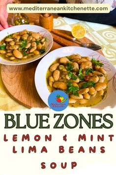 blue zones lemon and mint lima beans soup