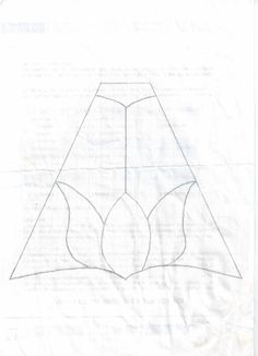 an image of a drawing on paper with lines in the shape of a triangle and two leaves