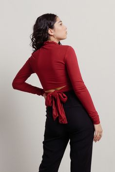 Multi Way Tie Mock Neck Long Sleeve Crop Top Mock Neck Crop Top, Born Again, Red Crop Top, Enjoy Every Moment, Mock Neck Long Sleeve, Neck Crop Top, Long Sleeve Crop, Long Sleeve Crop Top, Tube Top