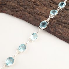 Topaz Bracelet, Blue Topaz Bracelet, Blue Topaz Gemstone, Sky Blue Topaz, Topaz Gemstone, 925 Sterling Silver Jewelry, Chain Bracelet, Blue Topaz, Sky Blue