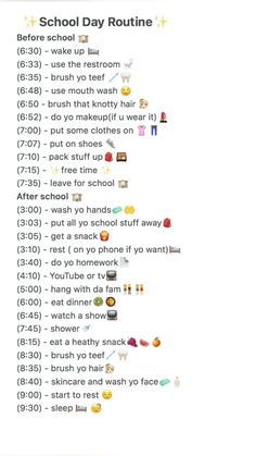 This is my school routine and maybe it will work for you Best School Routines, School Weekend Routine, The Perfect School Morning Routine, 6 30 Am Morning Routine School, After School Routine Schedule, School Day Morning Routine, Morning Routine 5 Am To 7 Am, School Checklist Highschool, Binder Ideas For School