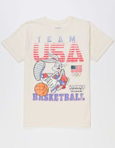 Outerstuff Team Usa Looney Tunes Bugs Basketball Tee. Large Graphic On Front. Crew Neck. Short Sleeve. 100% Cotton. Machine Wash. Imported. | Outerstuff Team Usa Looney Tunes Bugs Basketball Boys Tee Sport Graphic Tee, Basketball Apparel, Basketball Boys, Wwe T Shirts, Flannel Sweatshirt, Monkey Birthday, Basketball Tees, Graphic Trends, Usa Basketball