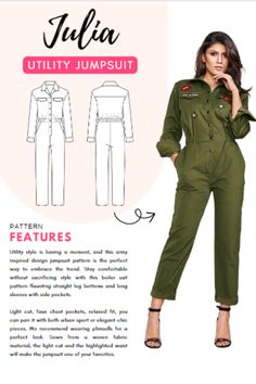 JULIA - Boiler Suit Pattern Long Sleeve Overalls With Side Pockets For Fall, Utility Long Sleeve Jumpsuits And Rompers For Workwear, Utility Long Sleeve Jumpsuits For Work, Long Sleeve Utility Jumpsuit For Work, Spring Long Sleeve Jumpsuits And Rompers With Cargo Pockets, Trendy Long Sleeve Jumpsuits And Rompers With Pockets, Fall Jumpsuits And Rompers With Cargo Pockets, Casual Long Sleeve Jumpsuit With Cargo Pockets, Fall Cargo Pocket Overalls And Rompers