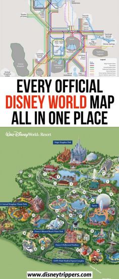 the disneyland world map is shown in this poster