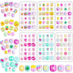 PRICES MAY VARY. Press on Nails for Kids - Audab little girls fake nails kit contains 144 pcs kids stick on nails in assorted sizes and patterns. kids press on nails are a great gift for girls 7-12 on Christmas, New Year’s Day, parties, birthdays and more Lovely Design Kids Fake Nails - our children short false nails are designed with cute patterns featuring special embossing style, printed with red hearts, pink flowers, rainbow, stars, snowflakes, etc., bright colors and lovely styles, suitable Stick On Nails For Kids, Short Stick On Nails, Press On Nails For Kids, Dreamy Nail, Sticker Nails, Kids Nails, Lily Nails, Flowers Rainbow, Kids Nail Designs