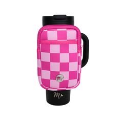 30 oz Black Tumbler with Pink Checkered Sling - The tumbler is paired with a vibrant pink and light pink checkered sling pouch, adding a fun and stylish look. The pouch provides convenient storage for small essentials, making it a practical accessory for daily use and on-the-go hydration. Mermaid Straws, Kids Cups, Just Chilling, Girly Accessories, Glass Straws, Stainless Steel Straws, Essential Bag, Instagram And Snapchat, By Your Side