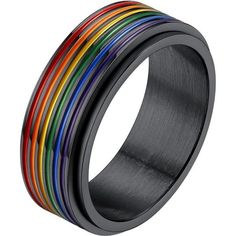 Brand New Click "Buy Now" Button To Place Order Delivery: Estimated 3-5 Days Color : 02-Black/Stripe Material: Made Of Stainless Steel,Black Plated,Non-Deformable, And Hypoallergenic. High Polished On The Surface, Smooth And Comfortable To Wear. Rainbow Flag Grooves Spinner Ring: The Lgbt Pride Ring With Rainbow Elements Is A Symbol Of Love, All Love Is Equal And Should Be Supported Or Praised.And It's Also Called Worry Ring, Spin Smoothly, Perfect As A Stress Relief Ring! Dimensions: 7.8mm(0.31 Lesbian Wedding Bands, Band Rings For Men, Pride Jewelry, Hip Hop Rings, Pride Jewellery, Worry Ring, Rainbow Rings, Lesbian Wedding, Stone Inlay