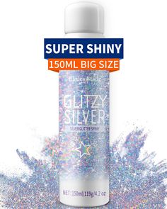 PRICES MAY VARY. [Big Size Glitter Spray] 4.2 Fl Oz is better than small size bottle. it's glow in the dark glitter, glitter bomb, fabric glitter spray, brillo para el cuerpo. [Sparkle Shine] Glitter Spray is the perfect addition to your body and makeup routine.Perfectly prepared for festivals, clubs, parties, raves, costumes, and themed events. [Long-Lasting Hold] Holographic Silver Glitter Spray is superior long lasting and quick-dry, and it suitable for most skin types. Simply spray a small a Shimmer Body Spray, Glitter Hairspray, Body Glitter Spray, Spray For Hair, Hair Glitter, Glitter Bomb, Glitter Spray, Rave Accessories, Fabric Glitter